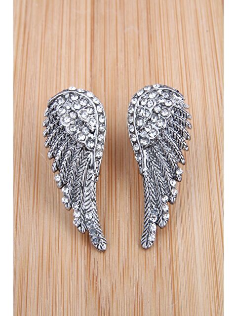 Pelin Aksesuar Antik Silver Taşlı Kanat Küpe - S000052043-23173