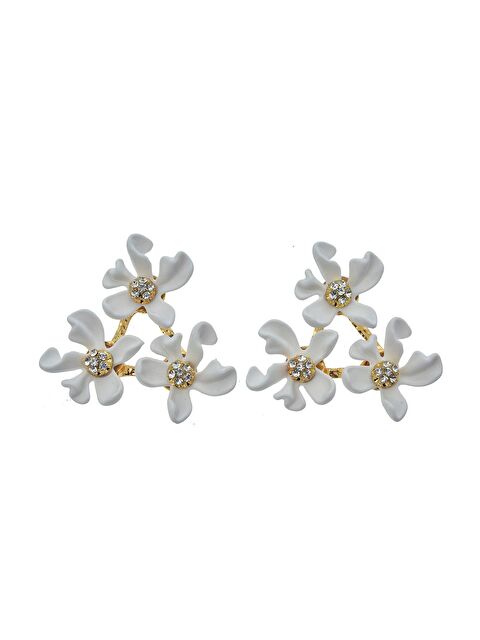 Pelin Aksesuar Beyaz Çiçekli küpe - S000052041-23173