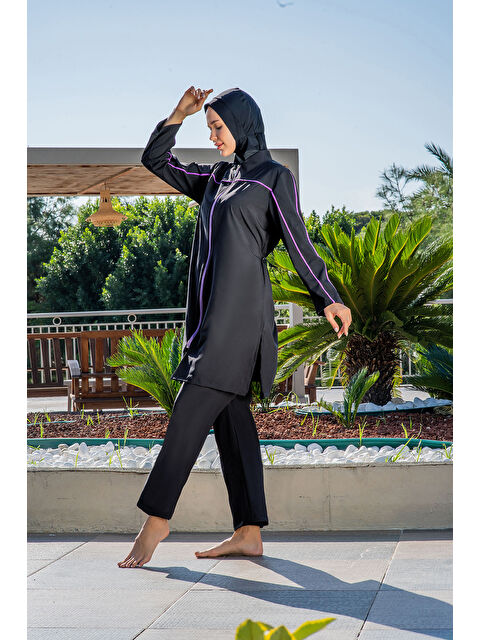 Formo Kadın Hızlı Kuruyan Fermuarlı Uzun Biyeli Kapalı Tesettür Mayo