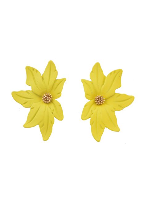 Pelin Aksesuar Sarı Yarım Çiçek Küpe - S000052069-23173