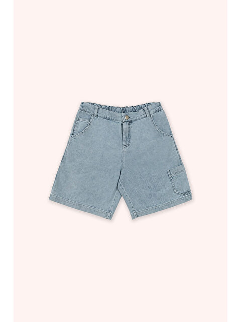 Panço Erkek Çocuk Mavi Rahat Kesim Jean Şort - S000448509-17234