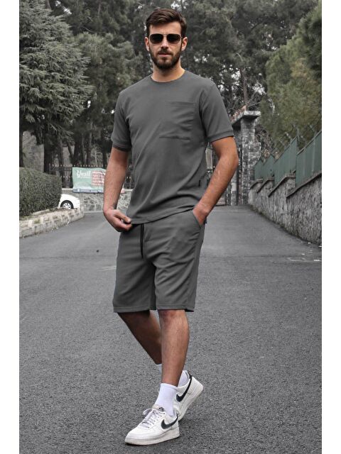 Madmext Füme Basic Cep Detaylı Erkek Şort Takımı 5914 - S000031414-33408