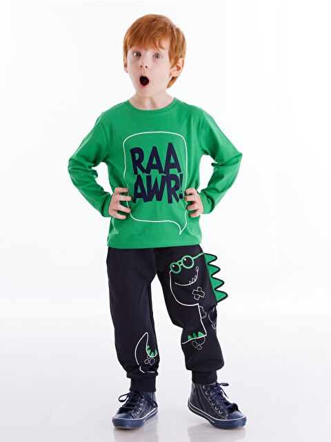 Denokids Tırtırlı Dino Erkek Çocuk Pantolon Takım - S000009233-23173