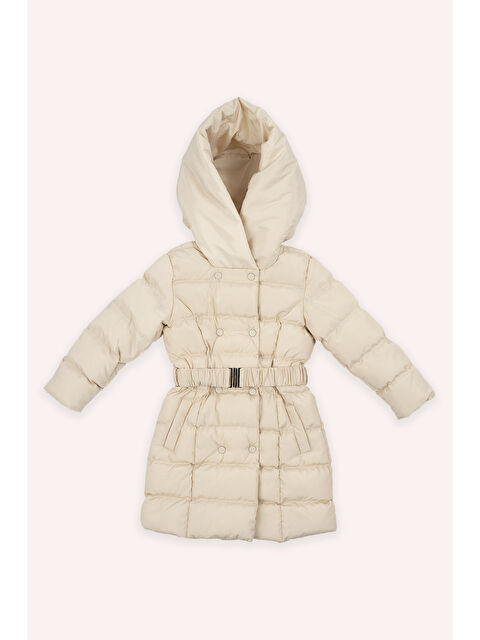 Panço Kız Çocuk Kemerli Bej Kaban - S000318427-19928