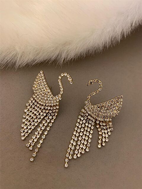 Pelin Aksesuar Taşlı Sallantılı Kuğu Figürlü Küpe - S000052129-23173