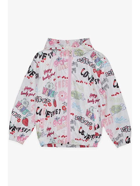 Breeze Kız Çocuk Yağmurluk Meyve Partisi Temalı Yazı Desenli Beyaz (1-6 Yaş) - S000071896-20063