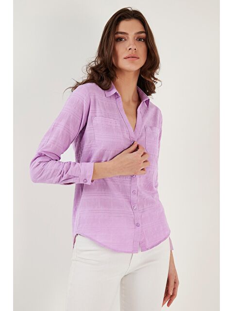Lela Pamuklu Çift Cepli Slim Fit Katlanabilir Kollu İnce Gömlek 514257517 - S000008375-17241