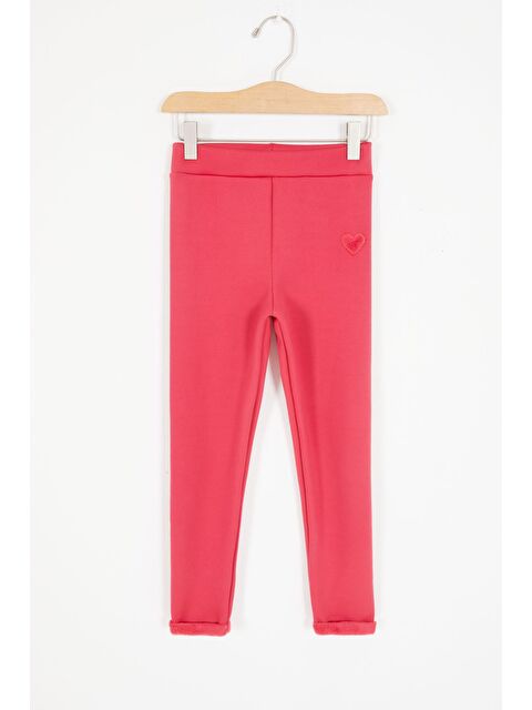 Timi Kids Pembe Kalp Nakışlı İçi Pelüş Kız Çocuk Tayt 17089 - S000082747-20024