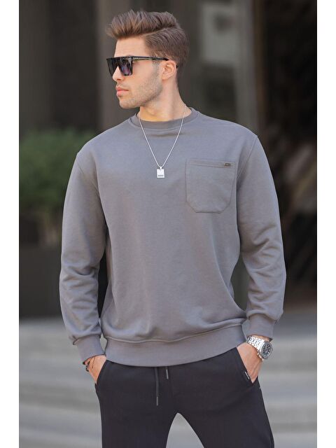 Madmext Siyah Regular Fit Basic Sweatshirt 6136 - S000061272-33408