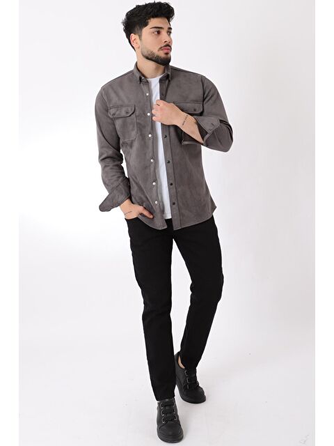 Stilkombin Çift Cep Kapaklı Mevsimlik Süet Erkek Gömlek XC U16463 - S000114472-33408