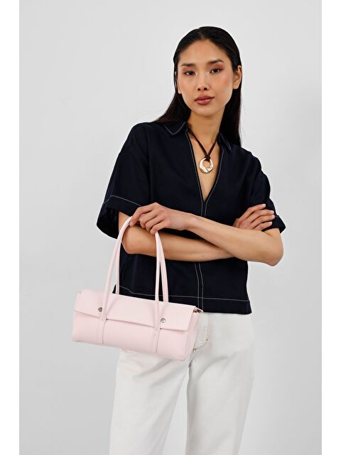 Shulebags Mari Vintage Baget Çanta Pudra Pembe