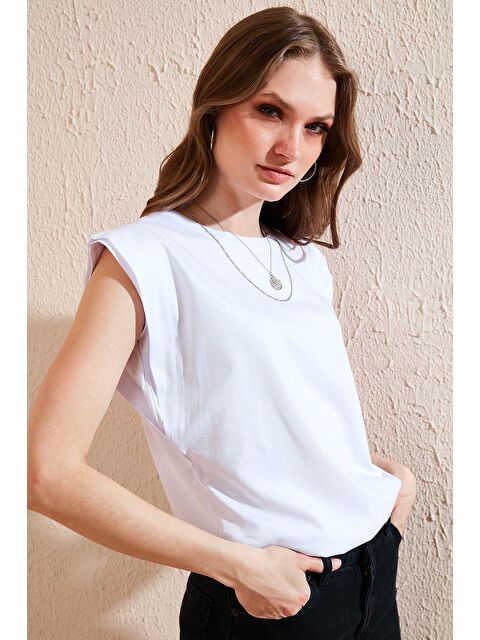 Lela % 100 Pamuklu Bisiklet Yaka Kolsuz Tişört - S000001316-20063