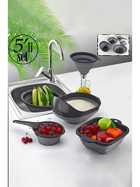 Porsima 5 Parça Katlanabilir Akordiyon Süzgeç Seti - S000102894-19351
