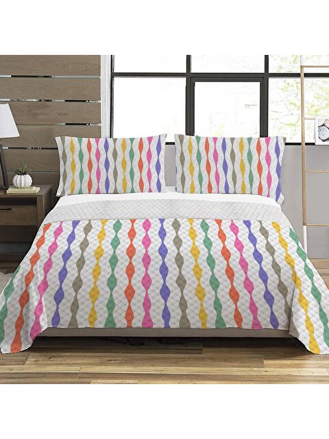 Evmila Modern Desen Çift Kişilik Baskılı Pike (200x220 Cm) Renkli - S000030610-23173