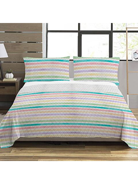 Evmila Modern Desen Çift Kişilik Baskılı Pike (200x220 Cm) Renkli - S000030618-23173