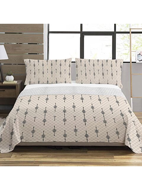 Evmila Modern Desen Çift Kişilik Baskılı Pike (200x220 Cm) Renkli - S000030614-23173