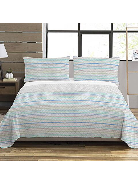 Evmila Modern Desen Çift Kişilik Baskılı Pike (200x220 Cm) Renkli - S000030622-23173