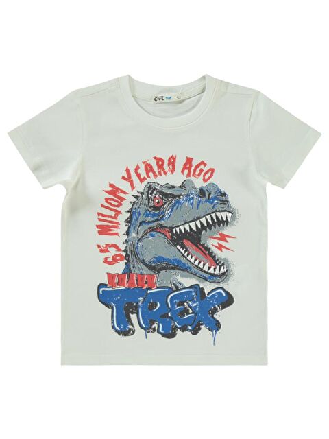 Civil Boys Trex Baskılı 2-5 Yaş Tişört - Ekru 2-3 Yaş - S000359335-19965