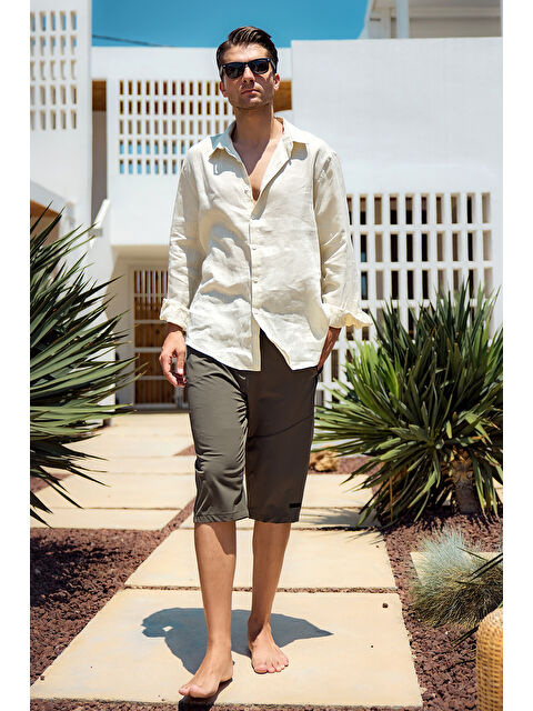 Remsa Mayo Erkek Havuz Deniz Uzun Kapri Şort Mayo RKS-02 Haki - S000388756-18547