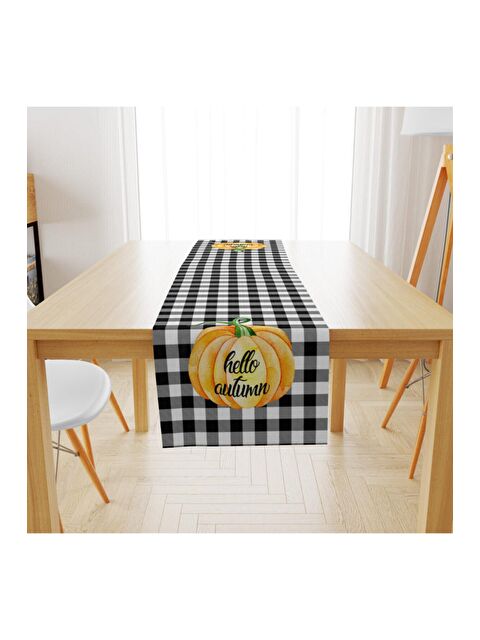 Evmila Kadife Dokuma Özel Tasarım Kabak Desenli Runner 40x140 cm - S000087607-23173