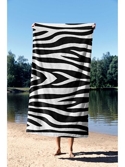 Asdiva Zebra Desen  Dijital Baskılı  Plaj Havlusu 75x150 - S000375569-19351