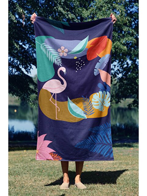 Asdiva Flamingo Yaz Desen Dijital Baskılı  Plaj Havlusu 75x150 - S000375569-20042