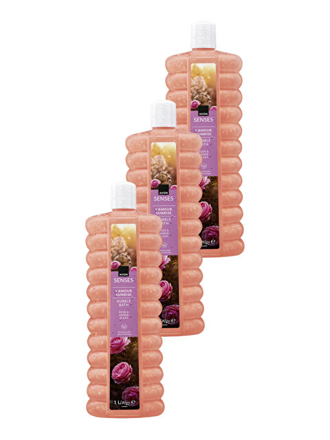 AVON L'Amour Sunrise Gül ve Kehribar Kokulu Banyo Köpüğü 1 Lt. Üçlü Set - S000188563-10231