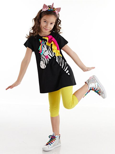 Denokids Zebracorn Siyah Kız Tunik Takım - S000009255-23173