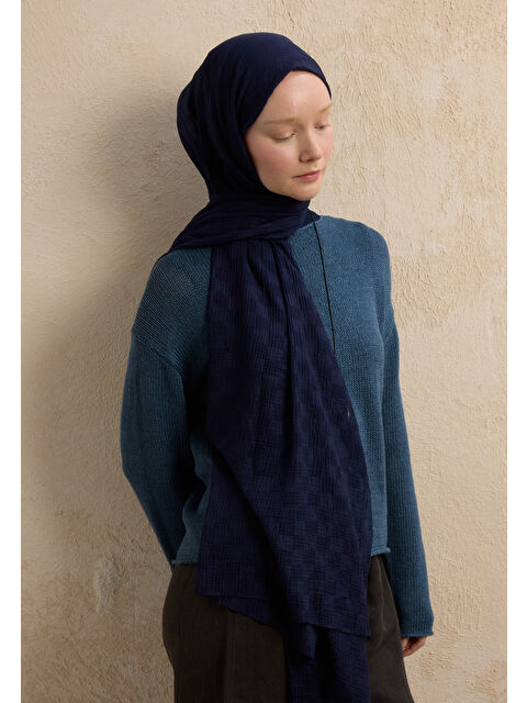 Fresh Scarfs Modal Damalı Şal Lacivert
