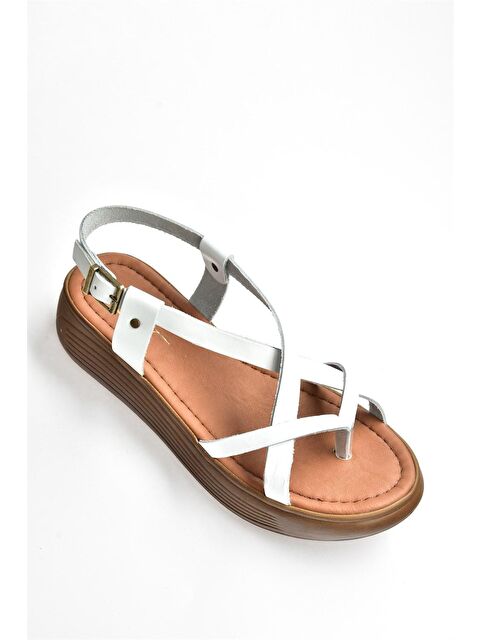 Fox Shoes Beyaz Hakiki Deri Parmak Arası Kadın Sandalet M291050703 - S000044421-20063