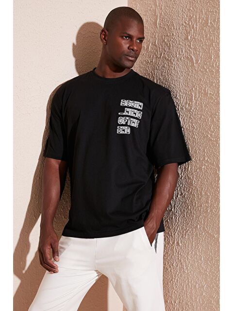 Buratti %100 Pamuk Baskılı Oversize Bisiklet Yaka Tişört 5902641 - S000083829-19351