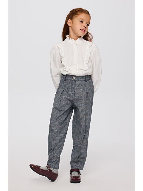 Panço Kız Çocuk Lacivert Ekose Pantolon - S000304992-21164