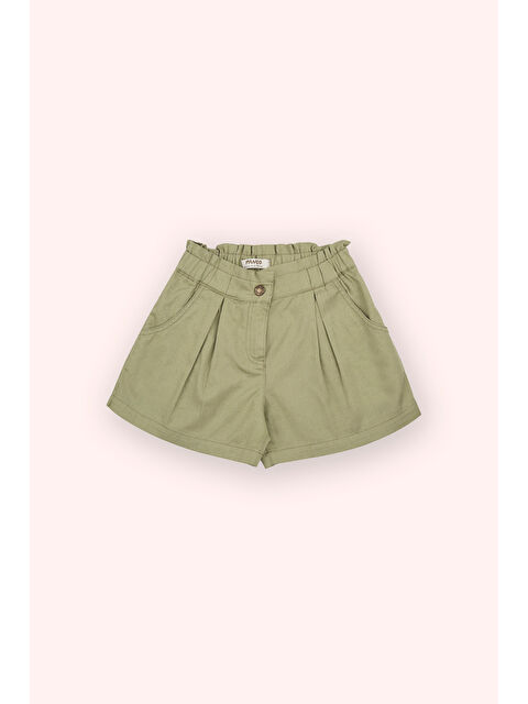 Panço Kız Bebek Beli Lastikli Çıtçıtlı Cepli Haki Şort - S000393816-18547