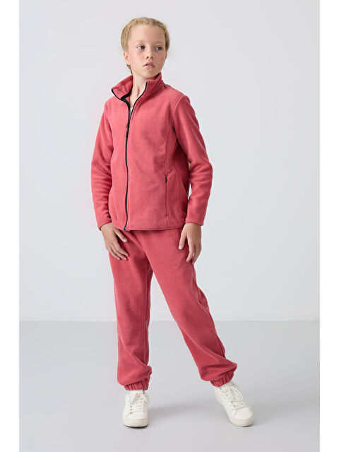 Tommylife Yaban Gülü Kalın Yumuşak Dokulu Standart Fit Nakışlı Polar Kız Çocuk Eşofman Alt - 75155 - S000330247-37292