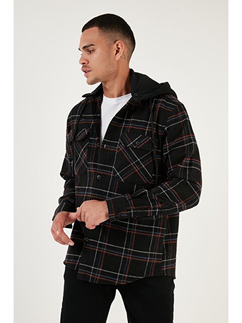 Buratti Ekoseli Regular Fit Çıkarılabilir Kapüşonlu Kışlık Oduncu Gömlek CF24W126985 - S000041543-19351