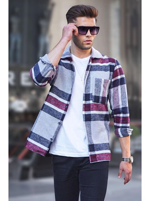 Madmext Gri Regular Fit %100 Pamuk Oduncu Gömlek 5555 - S000016158-20600