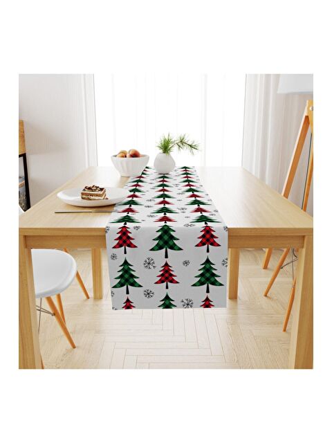 Evmila Kadife Dokuma Özel Tasarım Yılbaşı Desenli Runner 40x140 cm - S000088834-23173