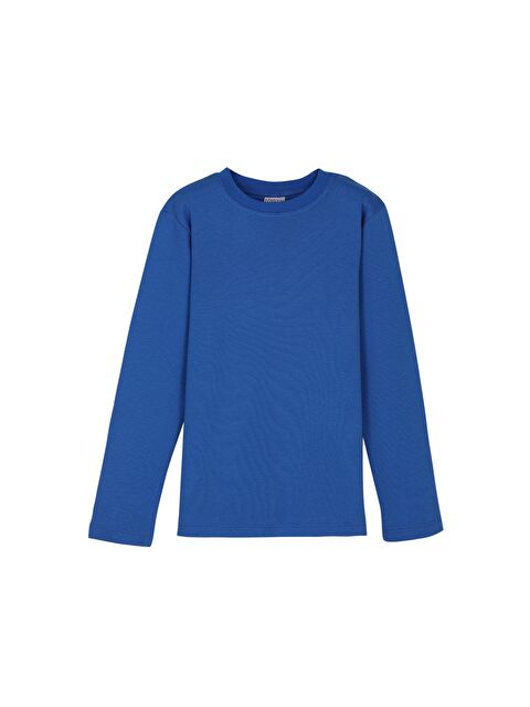 Lovetti Saks Unısex Sıfır Yaka Uzun Kol Tişört - S000053941-23710