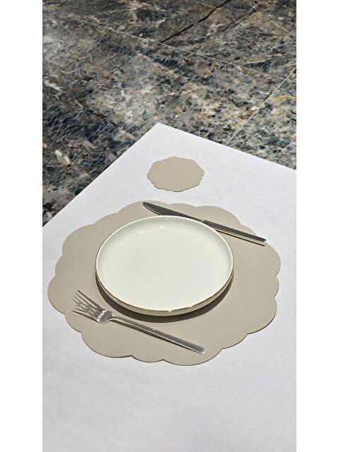 Asdiva Deri Amerikan Servis Supla Placemats Dalga model bej 2 Kişilik 4 Parça - S000348619-19933