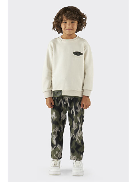Panço Erkek Çocuk Kamuflaj Desenli Haki Örme Pantolon - S000333728-18547