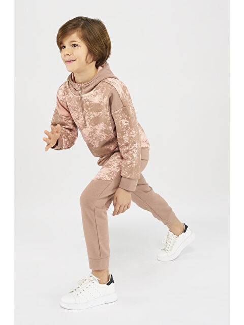 Panço Erkek Çocuk Baskılı Somon Sweatshirt - S000297672-24085