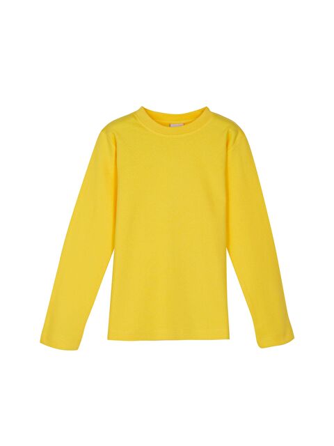 Lovetti Sarı Unısex Sıfır Yaka Uzun Kol Tişört - S000053941-20072
