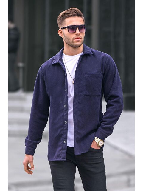 Madmext Lacivert Regular Fit %100 Pamuk Oduncu Gömlek 5580 - S000029429-21164