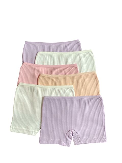 Formo 6'lı Kız Çocuk Pamuklu Karışık Renkli Fitilli Kaliteli Yumuşak Boxer - S000283785-23173
