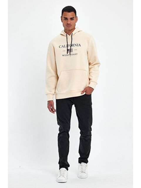 Süperlife Regular Fit İçi Polarlı 3 İplik Kanguru Amerikan Baskılı Cepli Erkek Hoodie Spr24sw01 - S000056217-19928