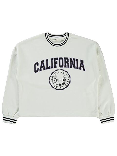 Civil Girls California Baskılı 10-13 Yaş Sweatshirt - Ekru 12-13 Yaş - S000319308-19965