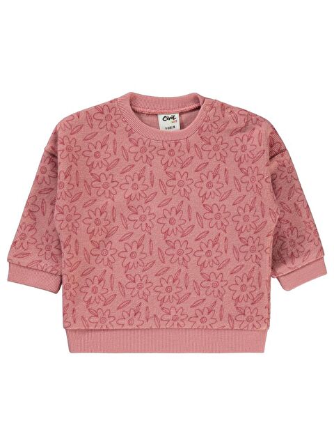 Civil Baby Çiçek Baskılı 6-18 Ay Sweatshirt - Pudra 6-9 Ay - S000305612-7152