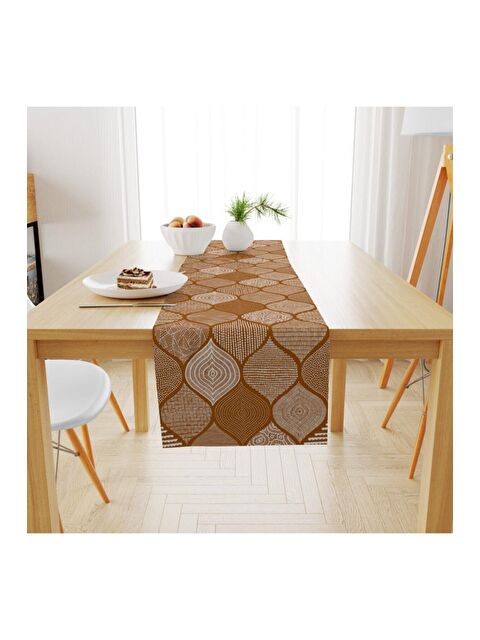 Evmila Kadife Dokuma Özel Tasarım Etnik Desenli Runner 40x140 cm - S000088843-23173