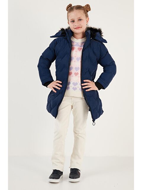 Lela Pelüş Astarlı Yakası Suni Kürklü Çıkarılabilir Kapüşonlu Kışlık Mont 5761905 - S000013721-23710