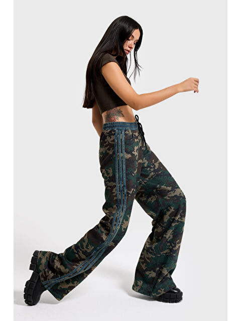 It's Basic Kadın Kamuflaj Renk Palazzo Fit Şerit Detaylı Özel Tasarım Pantolon - S000463854-19413